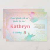 パステルマーメイド誕生日招待状アンダーザシー 招待状 (正面/裏面)