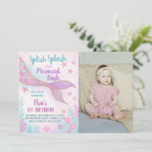 パステルマーメイド誕生日招待状 招待状 (スタンド正面)