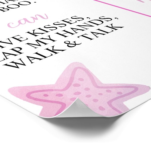 パステルマーメイド1stバースデーマイルストーンサイン ポスター (角)