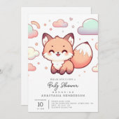 パステルミティカルキツネベビーシャワー 招待状 (正面/裏面)
