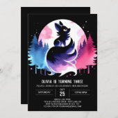 パステルミニマリストウルフ誕生日 招待状 (正面/裏面)