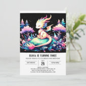 パステルミニマリストドラゴン誕生日 招待状 (スタンド正面)