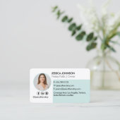 パステルミニマルとQRコーモダンド公証人写真 名刺 (スタンド正面)