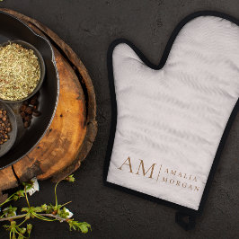 パステルミニマルイニシャル&パーソナライズされた 鍋つかみ&鍋敷きセット