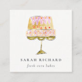 パステルミニマルウォーターカラフルカラーケーキベーカリー スクエア名刺 (正面)