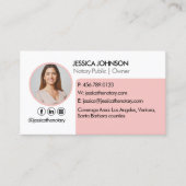 パステルミニマルピモダンンク&QRコード公証人フォト 名刺 (正面)