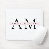 パステルミニマルピンクイニシャル&ネームパーソナライズされた マウスパッド (マウス)