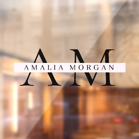 パステルミニマルピンクイニシャル&パーソナライズされた ウィンドウサイン (シート2)