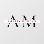 パステルミニマルピンクイニシャル&パーソナライズされた ウィンドウサイン (シート)