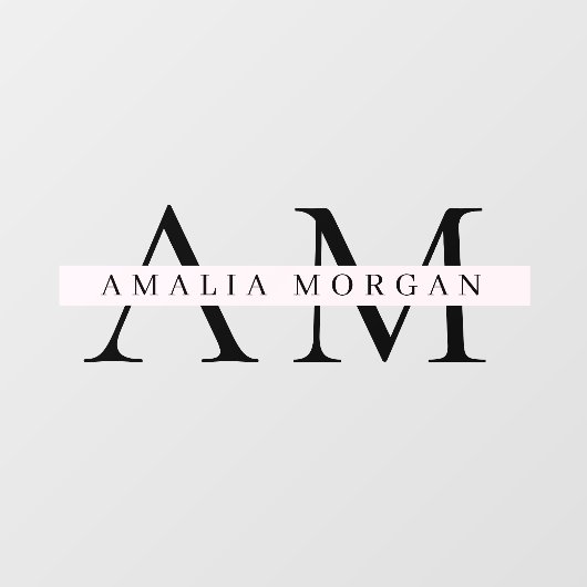 パステルミニマルピンクイニシャル&パーソナライズされた ウィンドウサイン (シート)