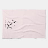 パステルミニマルピンクイニシャル&パーソナライズされた キッチンタオル (横)