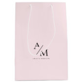 パステルミニマルピンクイニシャル&パーソナライズされた ミディアムペーパーバッグ (正面)