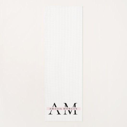 パステルミニマルピンクイニシャル&パーソナライズされた ヨガマット (正面)