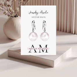 パステルミニマルピンクイニシャル&パーソナライズされた 名刺