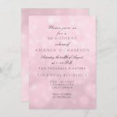 パステルミニマルピンクローズ薄紫誕生日パーティー 招待状 (正面/裏面)