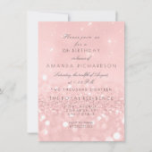 パステルミニマルピンクローズ金ゴールド誕生日グリッター 招待状 (正面)