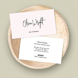 パステルミニマルピンク、シグネチャースクリプト、バス 名刺