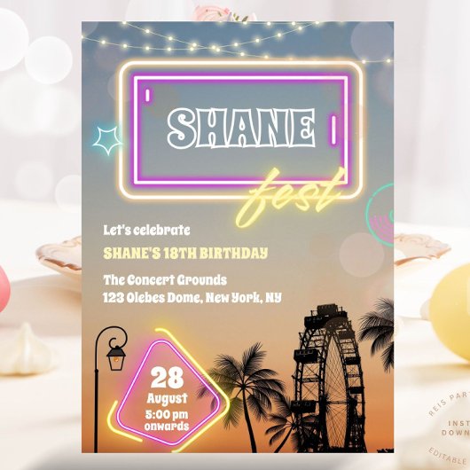 パステルミュージックフェスティバルコンサートボホ誕生日 招待状