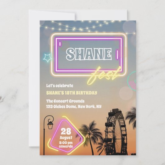 パステルミュージックフェスティバルコンサートボホ誕生日 招待状 (正面)