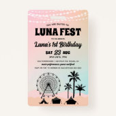 パステルミュージックフェスティバル誕生日招待状ラニヤード バッジ (正面)