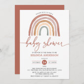 パステルミュートトーンズボホレインボーベイビーシャワーインビット 招待状 (正面/裏面)