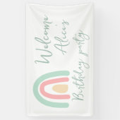 パステルミンティレインボーベビー1st誕生日パーティー 横断幕 (縦)