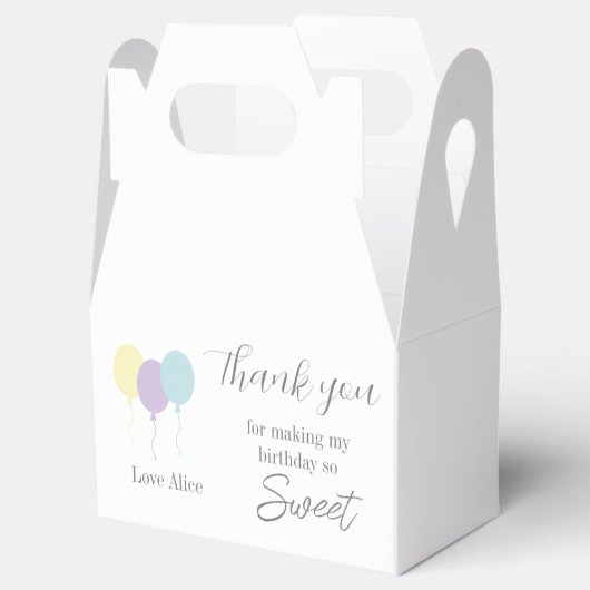 パステルミンティ薄紫バルーン1st Birthdayありがとう フェイバーボックス (オープン)