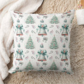 パステルミントとピンククリスマスシームレスパターン クッション (ブランケット)