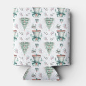 パステルミントとピンククリスマスシームレスパターン 缶クーラー (裏面)