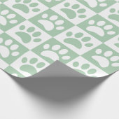 パステルミントと白い犬のポーズインスクウェアカスタム ラッピングペーパー (角)