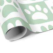 パステルミントと白い犬のポーズインスクウェアカスタム ラッピングペーパー (ロールコーナー)