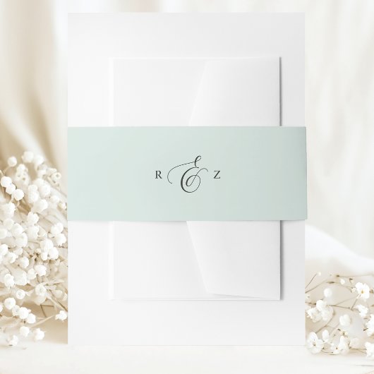 パステルミントエレガントシンプルモノグラム結婚ズ 招待状ベリーバンド