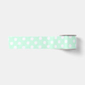 パステルミントグリーンの水玉模様 サテンリボン (正面)