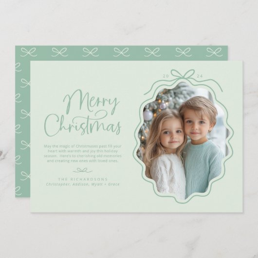 パステルミントグリーンウェーブフォトレトロ シーズンカード (正面/裏面)