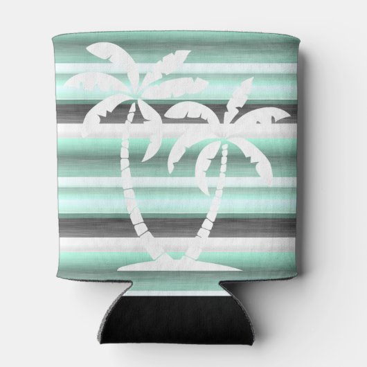 パステルミントグリーングレー水カラーストライプパターン 缶クーラー (裏面)