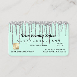 パステルミントグリーンシルバーグリッタードリップスクレジット 名刺