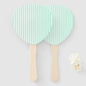 パステルミントグリーンストライプサマーストライプの ハンドファン (正面&裏面)