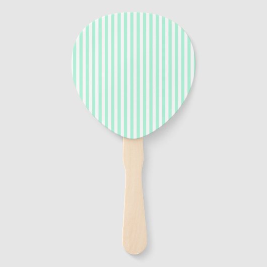 パステルミントグリーンストライプサマーストライプの ハンドファン (正面)