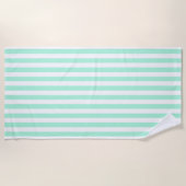 パステルミントグリーンストライプ無地のシズカラーサマー ビーチタオル (正面)