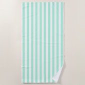 パステルミントグリーンストライプ無地のシズカラーサマー ビーチタオル (正面)
