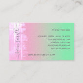 パステルミントグリーンピンク赤面爪、 ネイル写真テンプレート 名刺 (裏面)