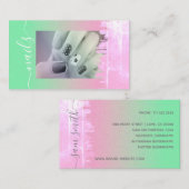 パステルミントグリーンピンク赤面爪、 ネイル写真テンプレート 名刺 (正面/裏面)