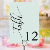 パステルミントグリーンモダン書道結婚ズ テーブルナンバー