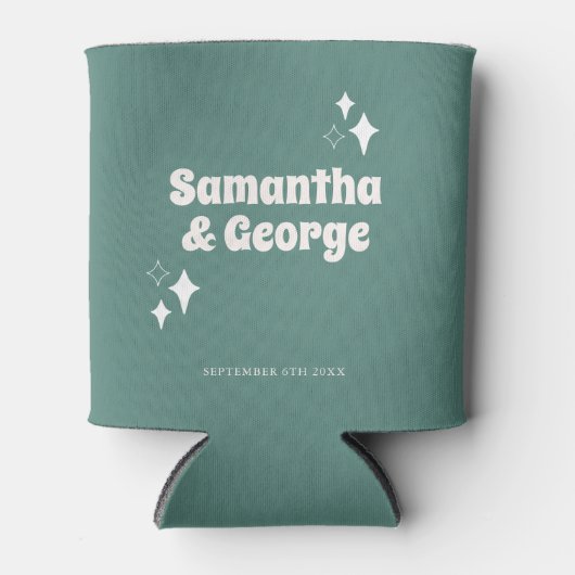 パステルミントグリーンレトログルーヴィ結婚式の引き出物 缶クーラー (正面)