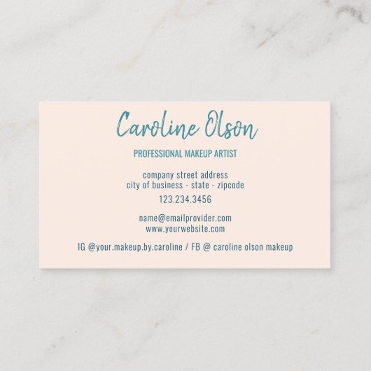 パステルミントグリーン金ゴールドグリッターマーブルスパークルアート 名刺 (裏面)