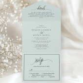 パステルミントシンプルモダンスクリプト オールインワン招待状