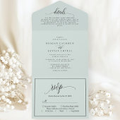 パステルミントシンプルモダンスクリプト オールインワン招待状