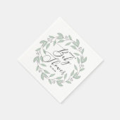 パステルミントフローラ繊細なスクリプトベビーシャワー スタンダードカクテルナプキン (角)