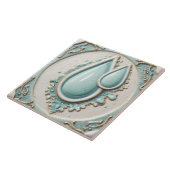 パステルミントブルー&ホワイトウォータードロップバスルームタイル タイル (側面)