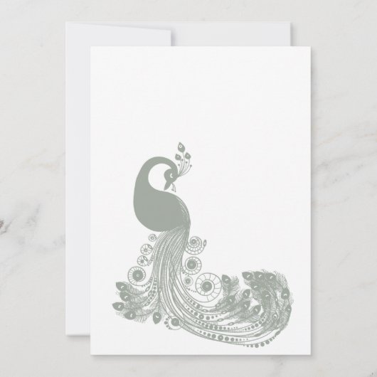 パステルミント白い王室の孔雀エレガントな結婚式 招待状 (裏面)